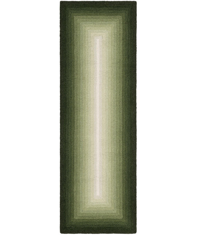  Ombre Wool Rug, Green, Runner 2' x 6'1''