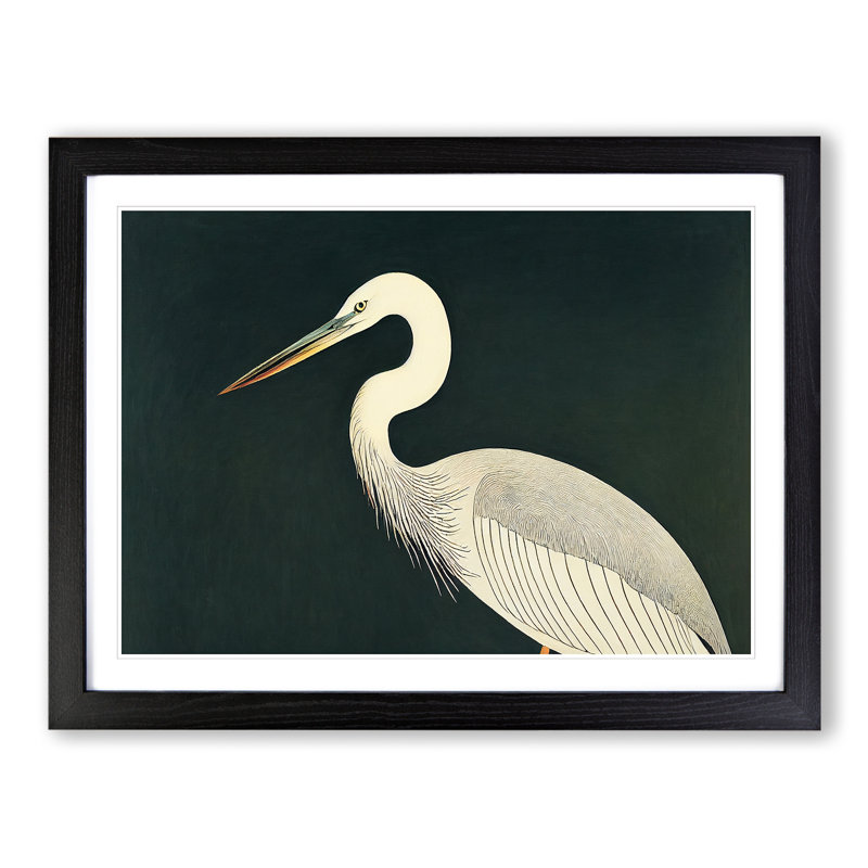 Exclusive Heron Bird - Single Picture Frame Print, Black Framed, 46cm H x 64cm W x 2cm D
