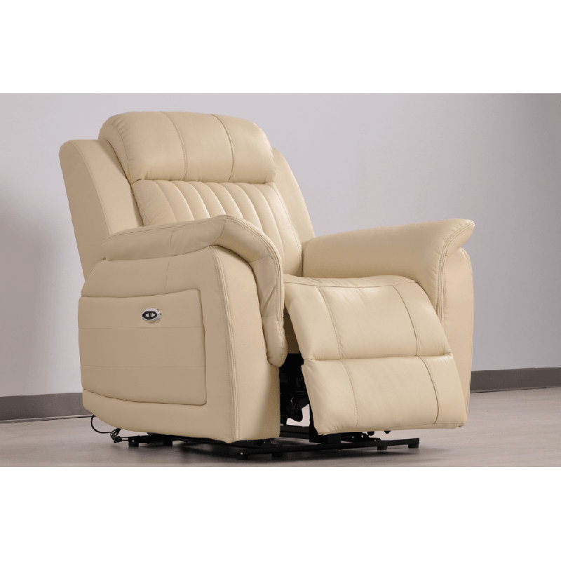 Cenaida Genuine Leather Electric Power Recliner Armchair, Cream