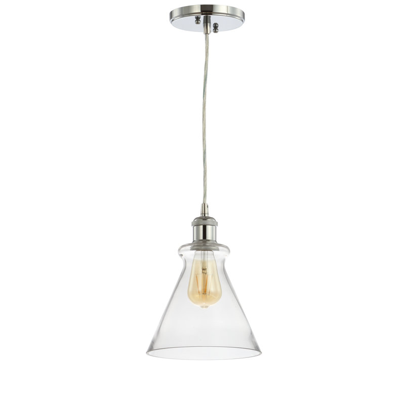 Luminaire suspendu conique à 1 lumière Rochelle, Chrome