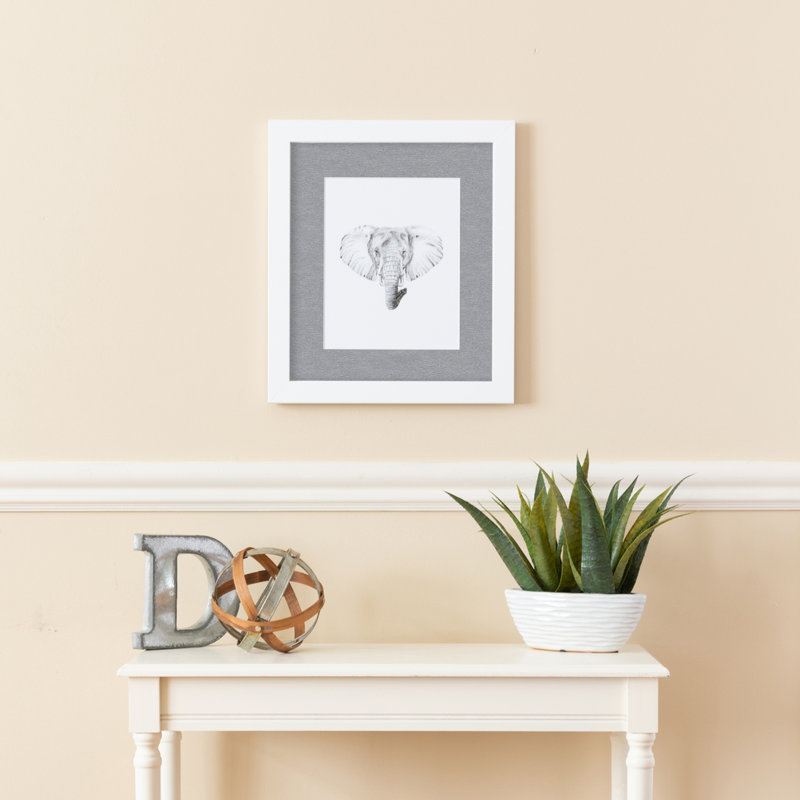 White and Silver Matted 9x11 Picture Frame with Glass