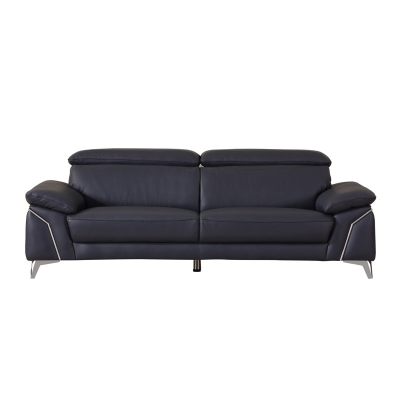 Canapé en cuir italien Top Grain, Cuir bleu marine