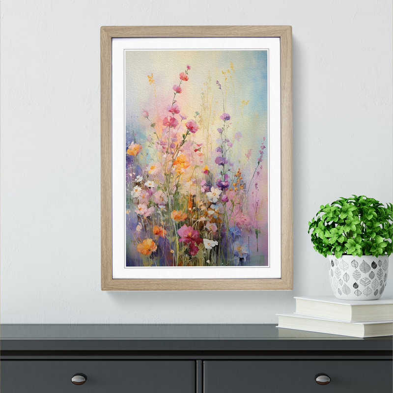 Wildflowers Impressionism - Framed Print, Oak , 34cm H x 25cm W x 2cm D