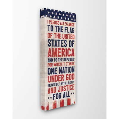 «Pledge of Allegiance», drapeau rouge blanc et bleu par Stephanie Workman Marrott - impression d'art graphique sur bois