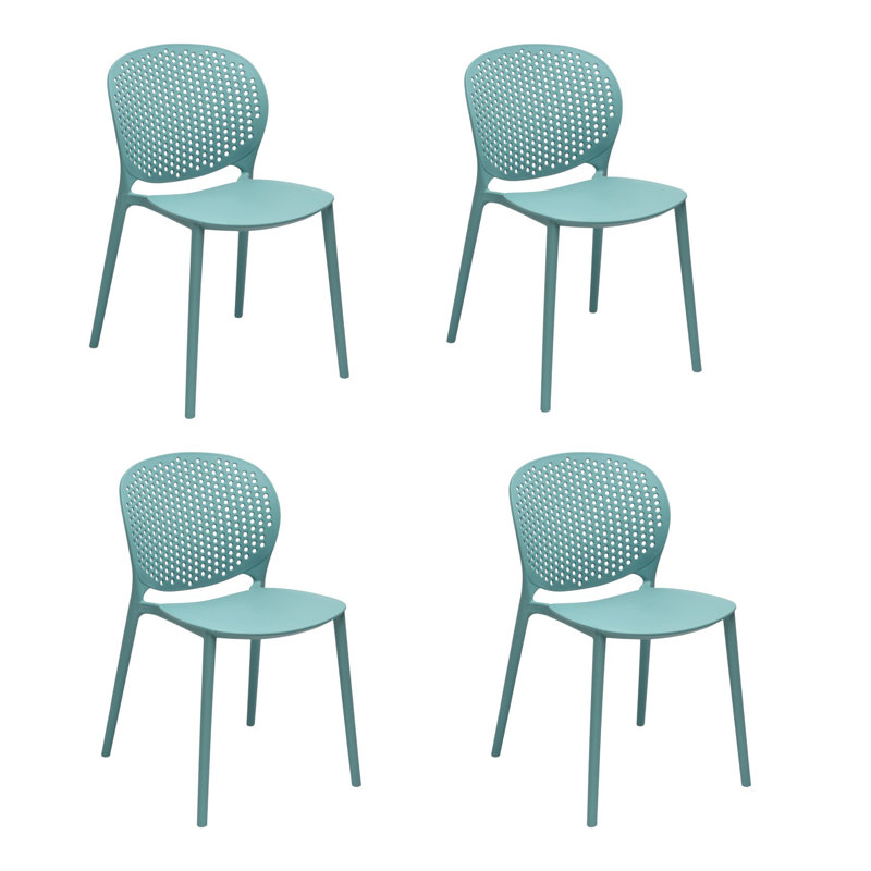 Ensemble de quatre chaises d'appoint bleues en plastique