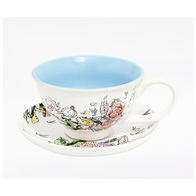 Disney Alice in Wonderland Sketch Ceramic Teacup and Saucer Set