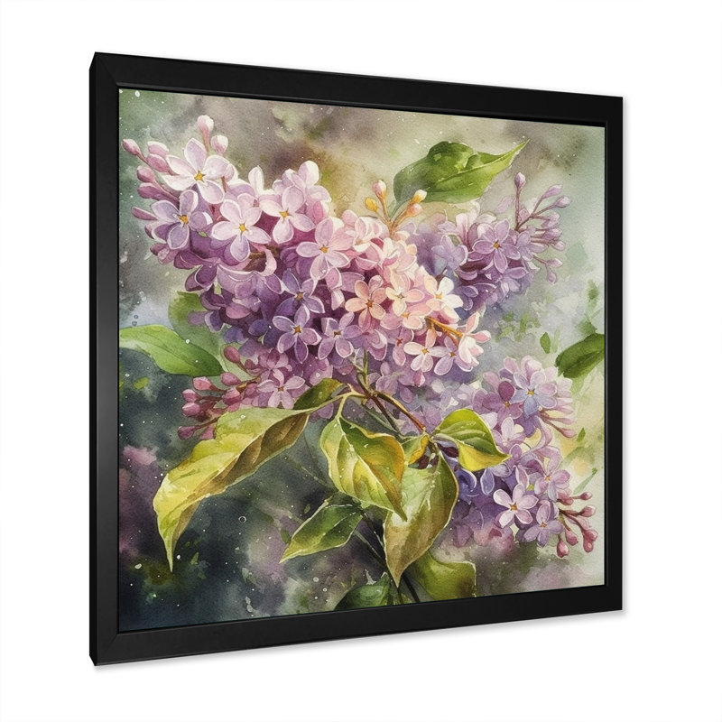 Mauve, vert, lilas II - imprimé, Cadre photo noir, H 16 po x l 16 po x P 1 po