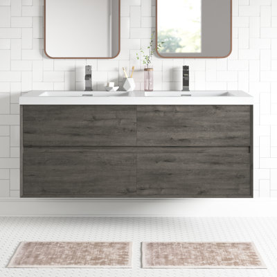 Ensemble de meuble-lavabo double mural 60 po Seavy
