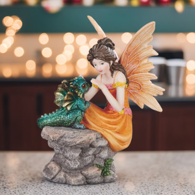 7.5"H Fairy with Dragon Figurine