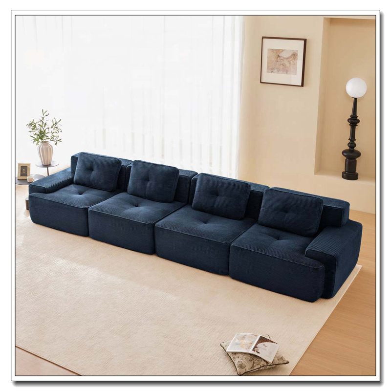 Canapé modulaire en tissu Corduroy, Bleu