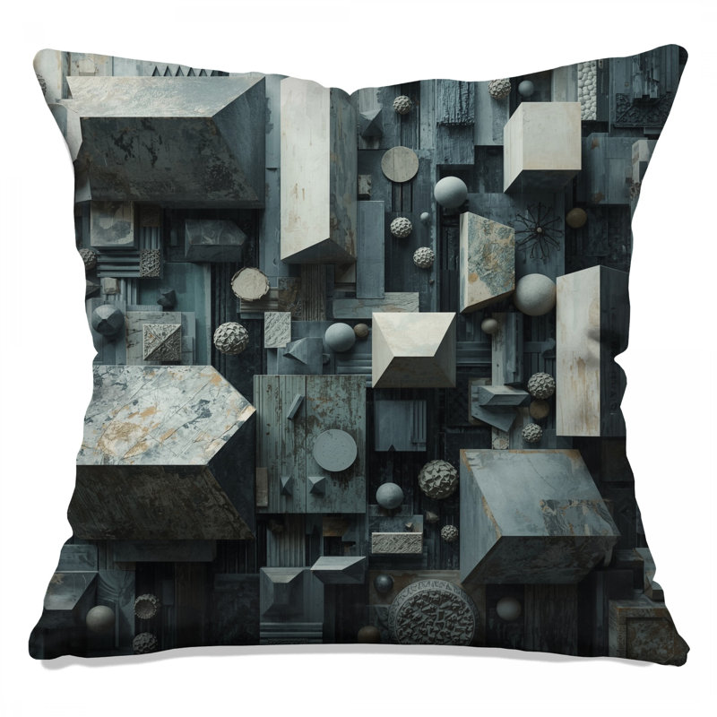Geometric 3D Blocks Double Sided Throw Pillows, 16 x 16 inches