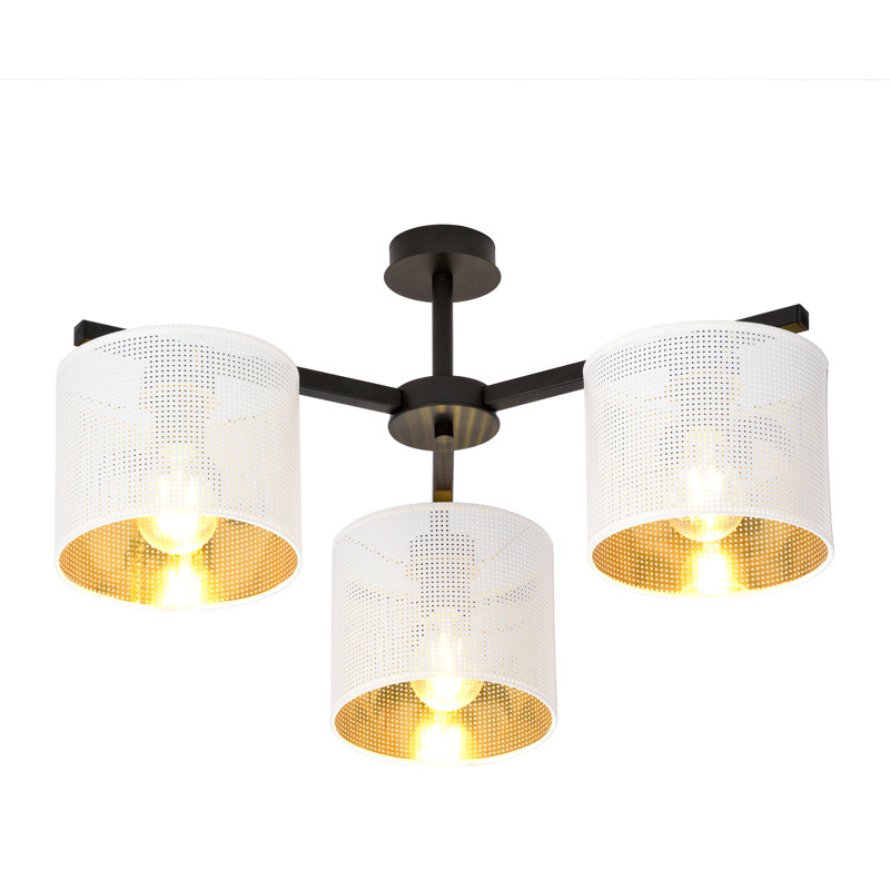 Seppo Flush Mount, White/Gold, 18cm H x 45cm W x 11cm D
