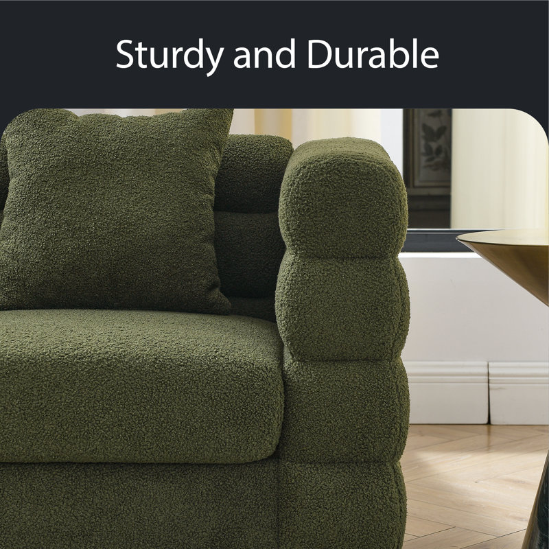 Myrle Upholstered 81'' Sofa, Green Wool