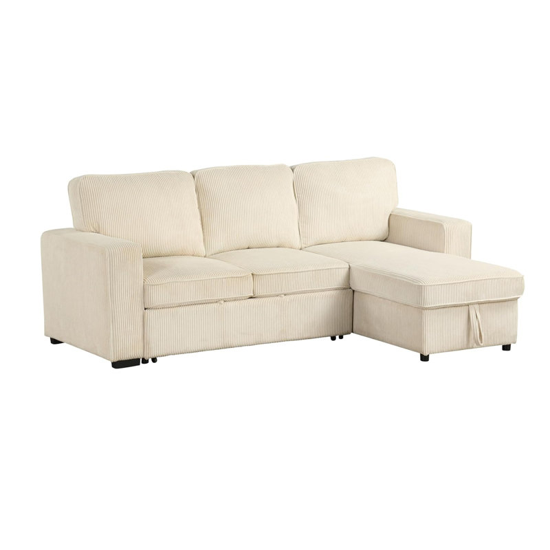 92.6" W Contemporary Sectional, Beige, Beige