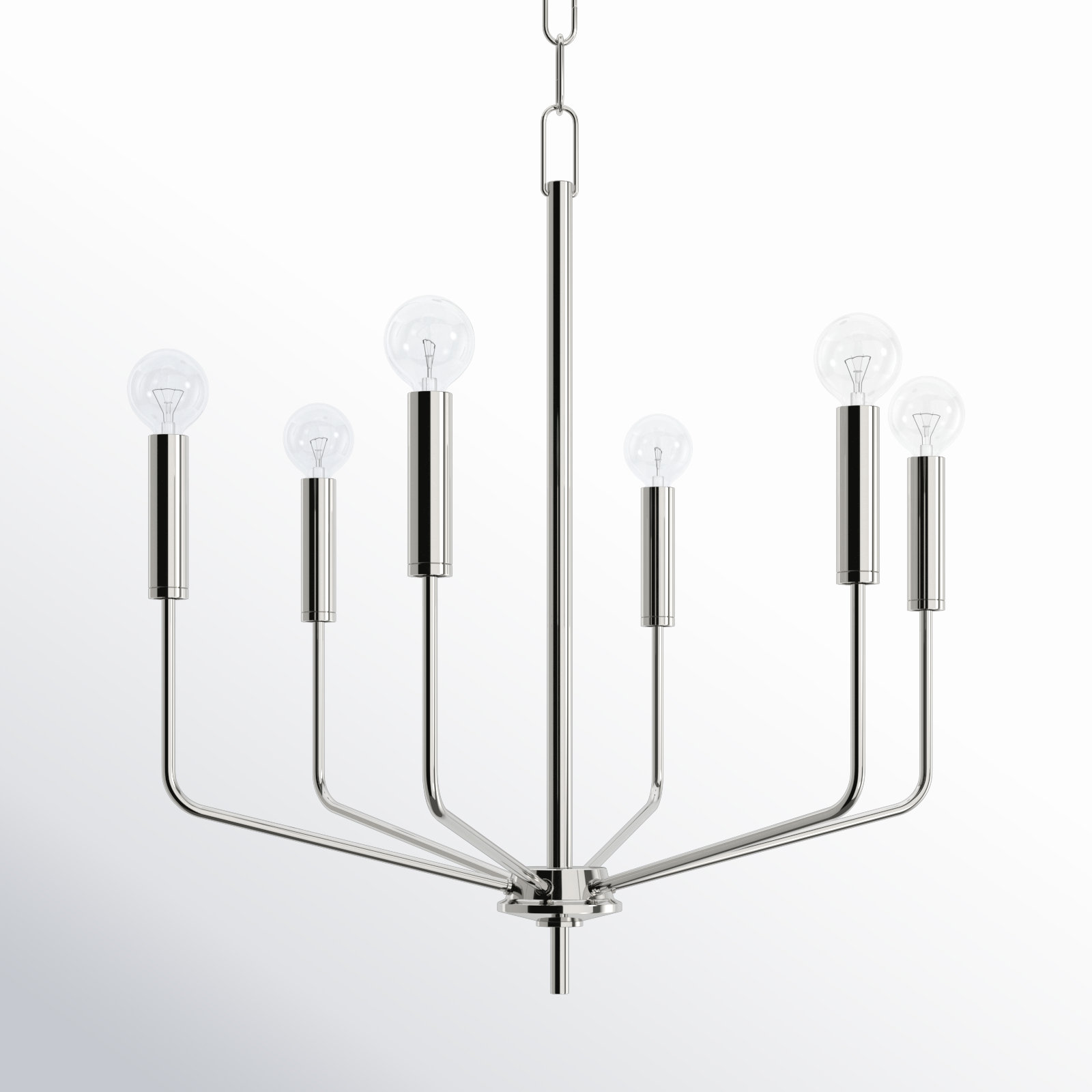 6-Light Chandelier,  Polished Nickel