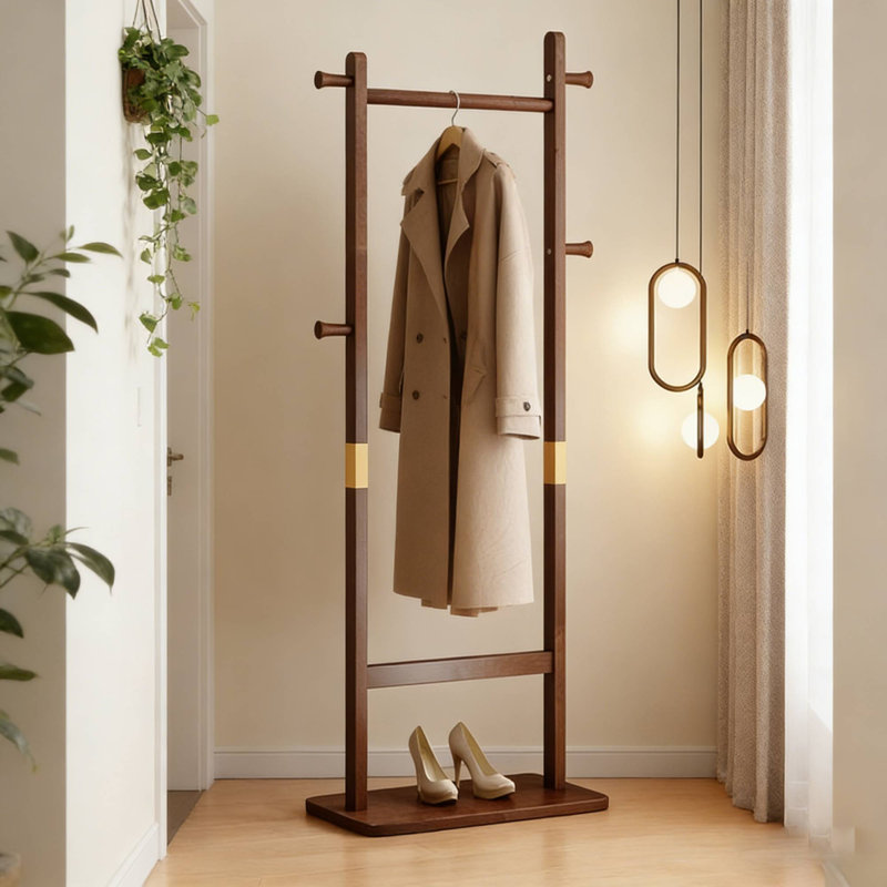 Élégant portemanteau en bois de noyer massif, 23,61164,1 po