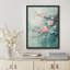 Soft Cherry Blossom Framed Wall Art Prints - Pink flowers on blue background, for bedroom-125211798-125211800