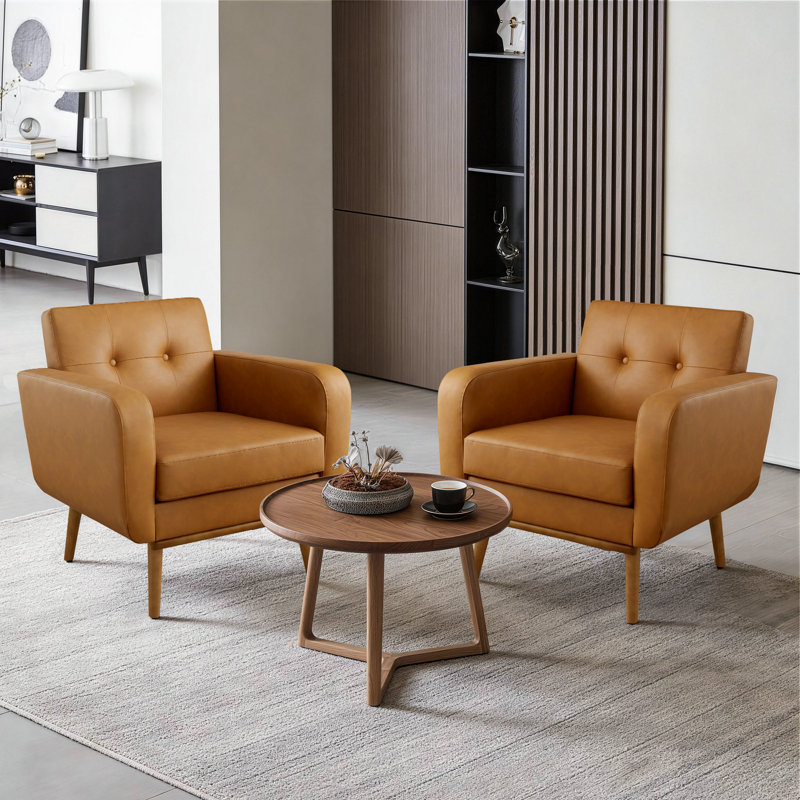 Faux Leather Armchair, Brown Faux Leather