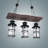 3-Light Iron Wood Grain Color Retro Chandelier European Chandelier