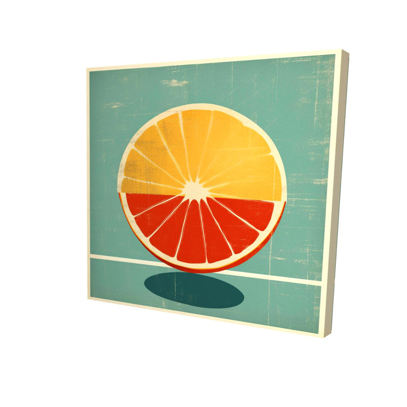 Toile abstraite citron et mandarine | Décoration de cuisine jaune