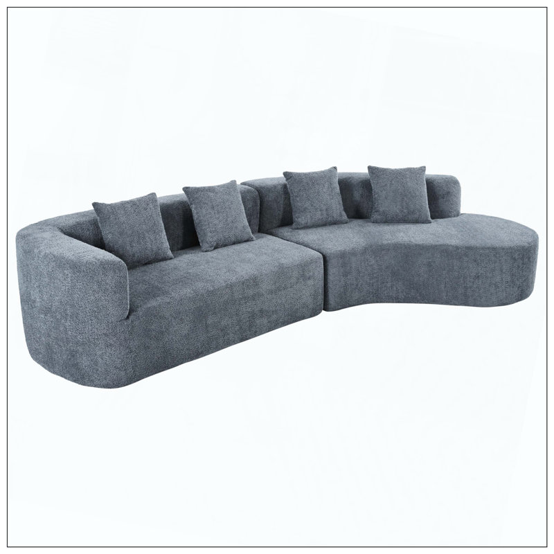 Coussin moelleux courbé moderne avec 4 coussins, Bleu très foncé