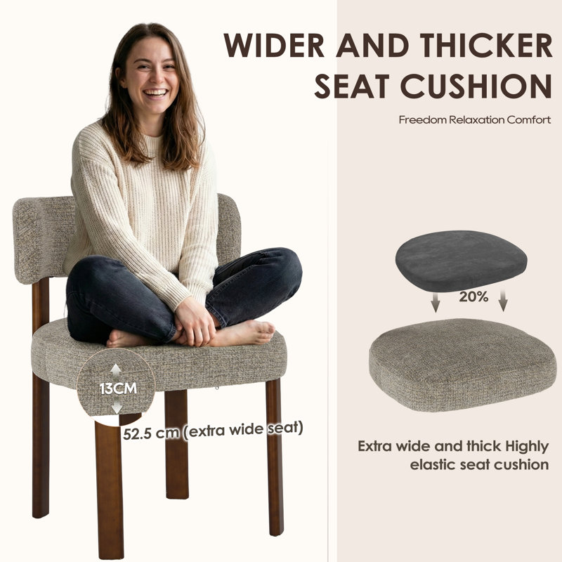 48.5cm H Upholstered Upholstered Back Side Chair, Camel Fabric