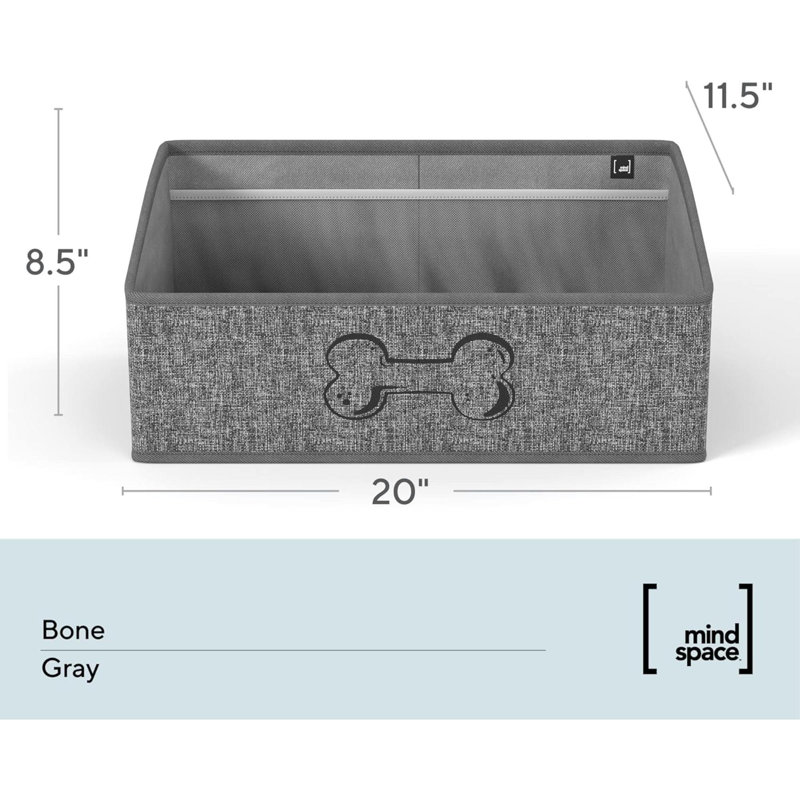 Boîte organisateur - bac de rangement, panier pour animal de compagnie - panier à friandises pour chien, coffre à jouets pour chien - boîte de rangement ouverte, bac de rangement en tissu | Collection Oxford, os