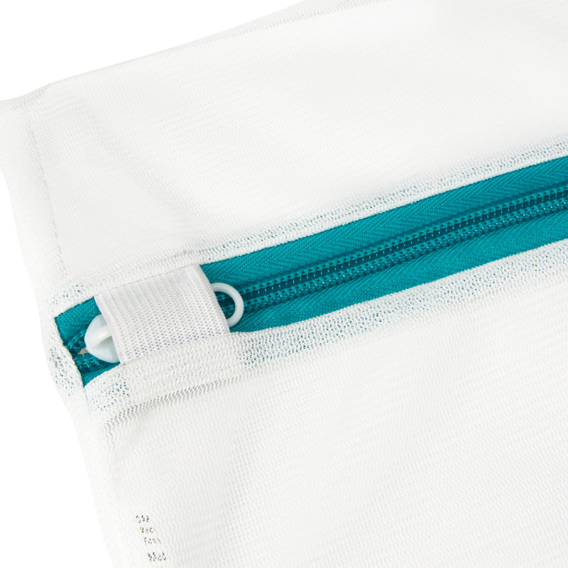 White Mesh Laundry Wash Bags with Colored Zippers, Set of 3