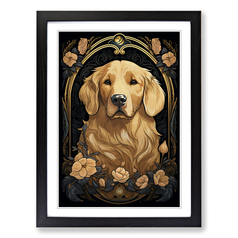 Golden Retriever Art Nouveau - Framed Print