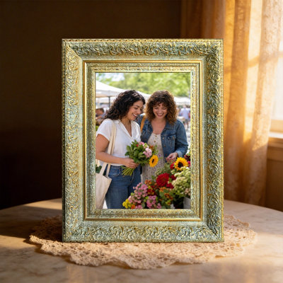 Antique Gold 3 PCS 5" x 7" Tabletop Picture Frame with Shelf Ready Design
