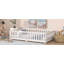 Lit de sol en bois d'hévéa blanc avec clôture de protection, porte intégrée et garde-corps blancs-1010940462-1010940457