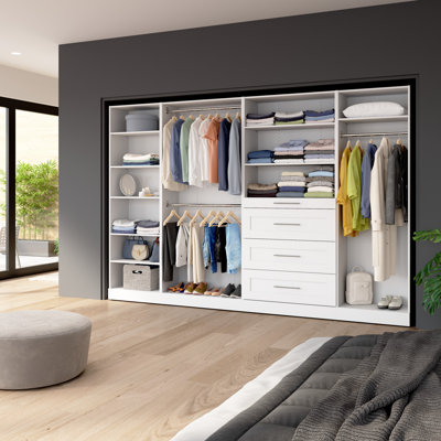 Système d'organisation mural modulaire avec tringles, tablettes et tiroirs Bestar Florence
