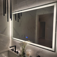 Kedarnath LED Bathroom Mirror with Lights, Smart Dimmable Vanity Mirrors for Wall, Anti-Fog Backlit Lighted Makeup Mirror Orren Ellis Size: 48 x 30