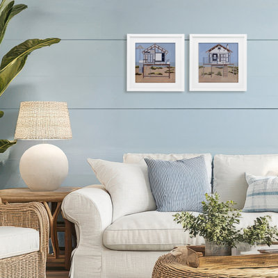 Silent Shore Beach Houses 2pc Framed Print Under Glass Set, design by Melissa Wang
