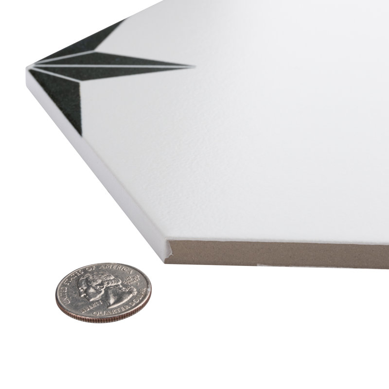 Carreau de porcelaine à motif hexagonal 9 po x 10 po Stella, Nero