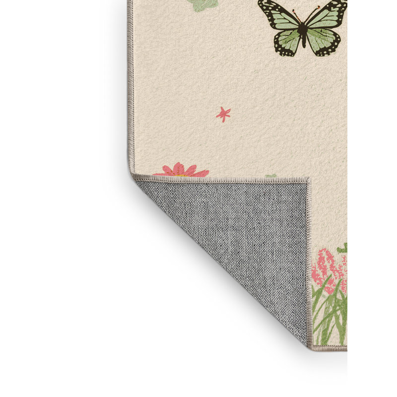 Machine Washable Dyal Easter Modern & Contemporary Abstract Rug in Beige – Beige Binding, 7x9