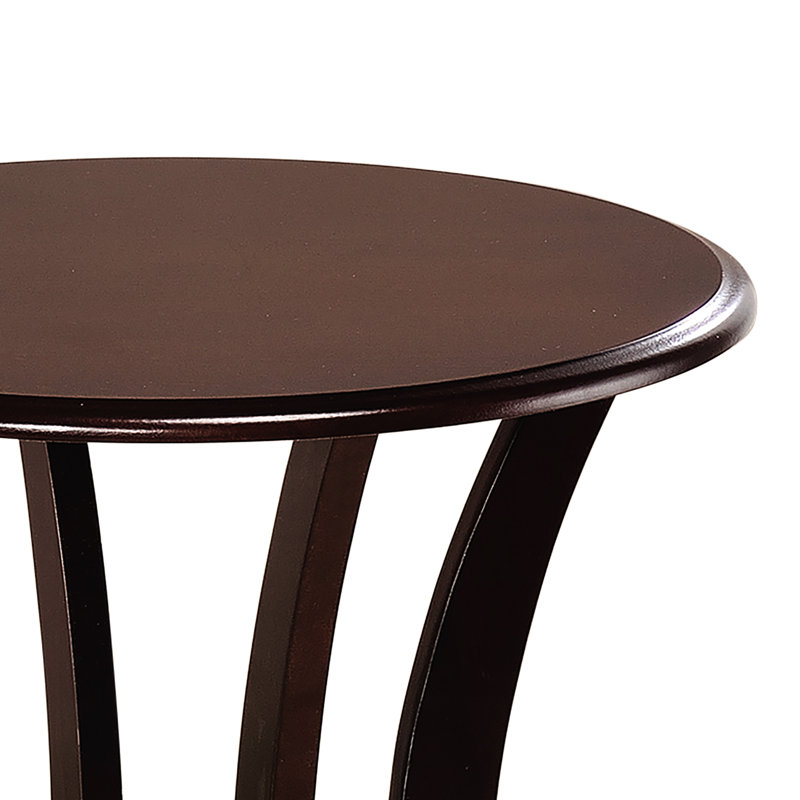 Cherry Round Accent Table with Faux Marble Top