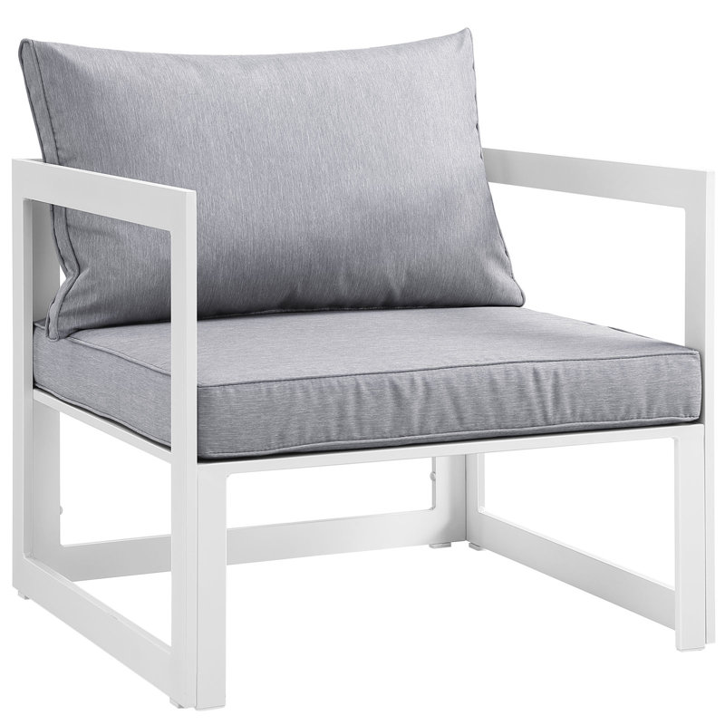Fortuna Patio Chair with Cushions, White/Gray