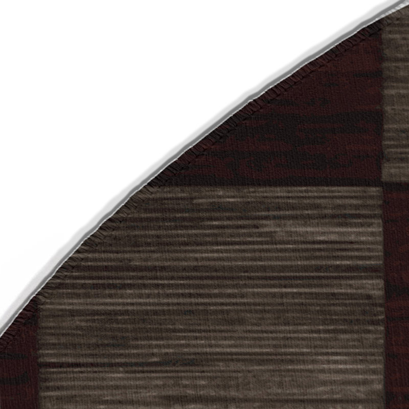 Tapis d'intérieur et d'extérieur à carreaux brun, Rond 5 pi