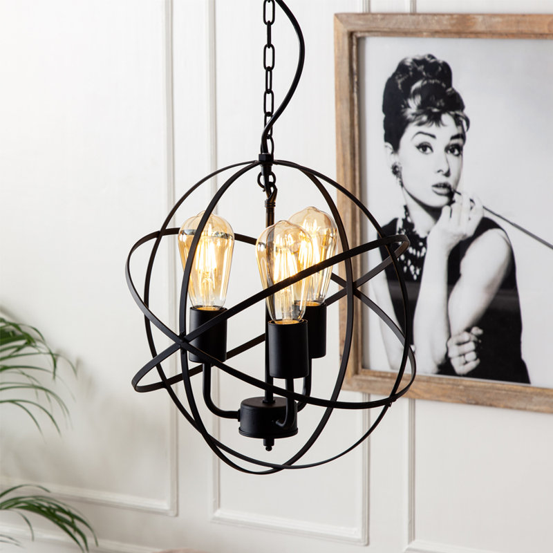 Glenview 3 - Light Matt Black Sphere Pendant, Yes