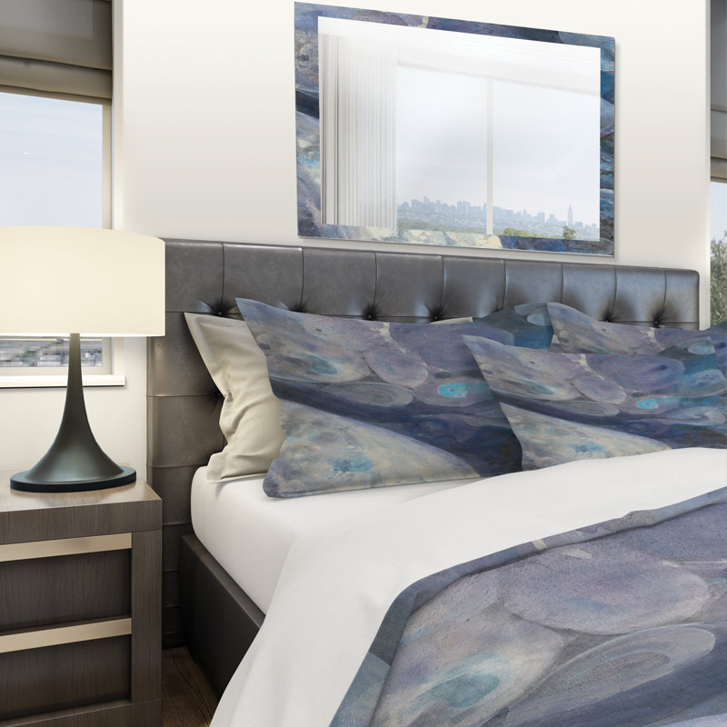 Ensemble de housse de couette moderne et contemporaine en microfibre bleue, Housse simple + 1 taie décorative