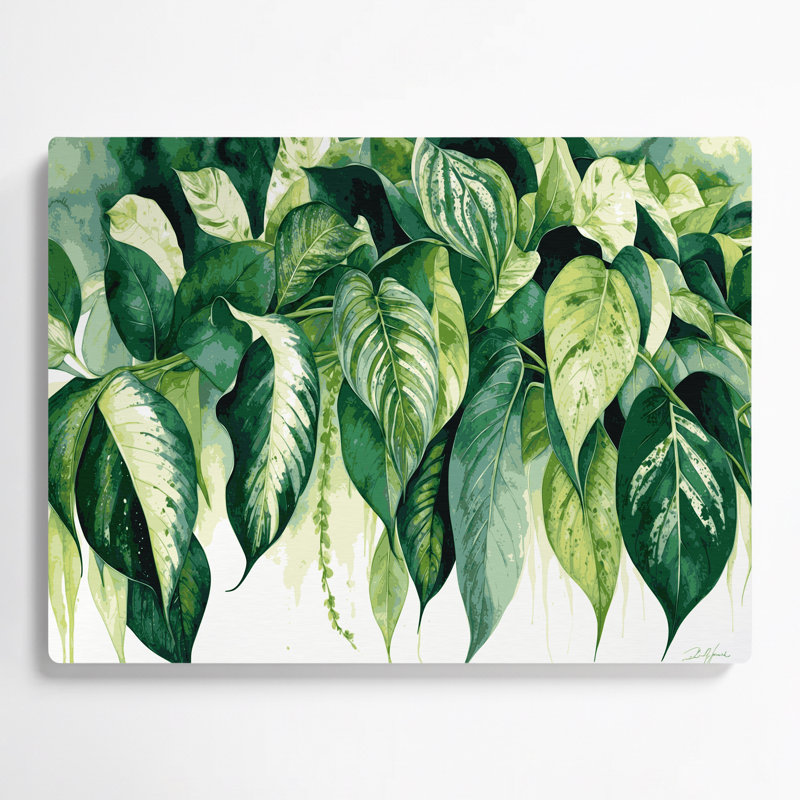 Botanique, art mural en métal beige de Dieffenbachia, H 20 po x l 24 po