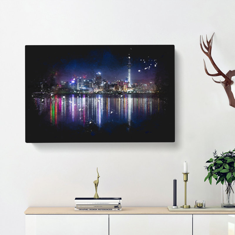 Reflections Of The Auckland Skyline - Wrapped Canvas, 60cm H x 91cm W x 3cm D