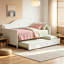 Lit de jour double en bois massif avec tiroir-lit à roulettes, canapé-lit simple multifonctionnel pour chambre ou salon, sommier non requis, blanc.-202355479