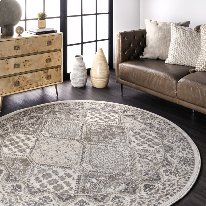 Tapis beige / crème Holden, Rond 8 pi