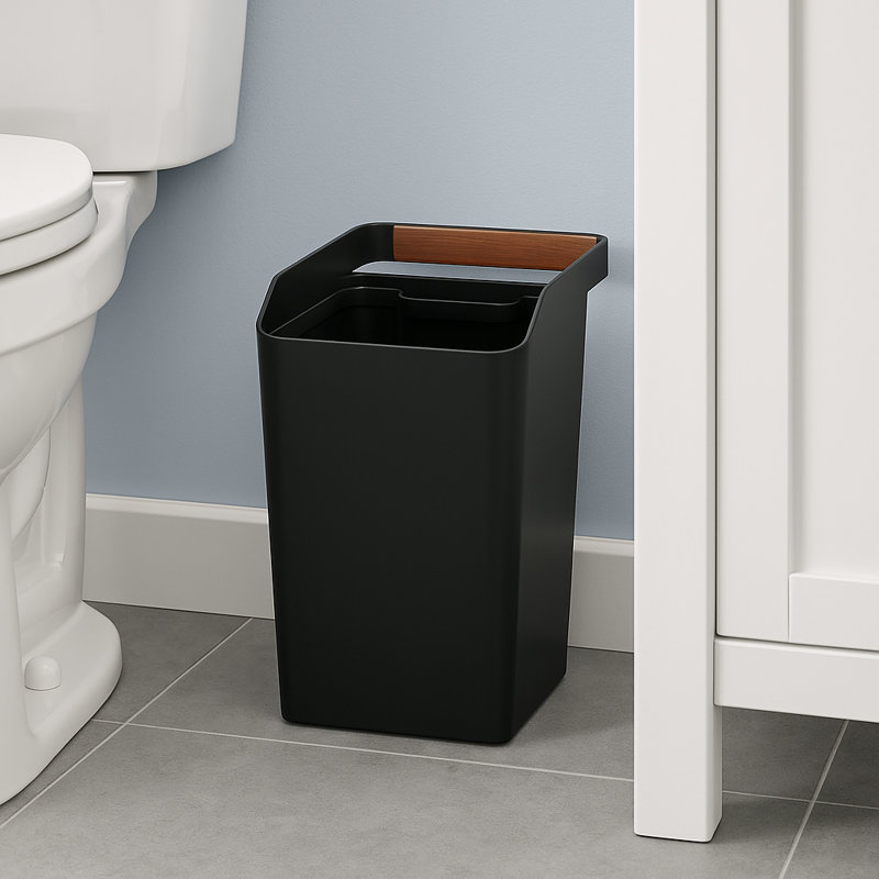 Ensemble de 2 poubelles carrées avec couvercle ouvert et support pour sacs Home Zone Living
