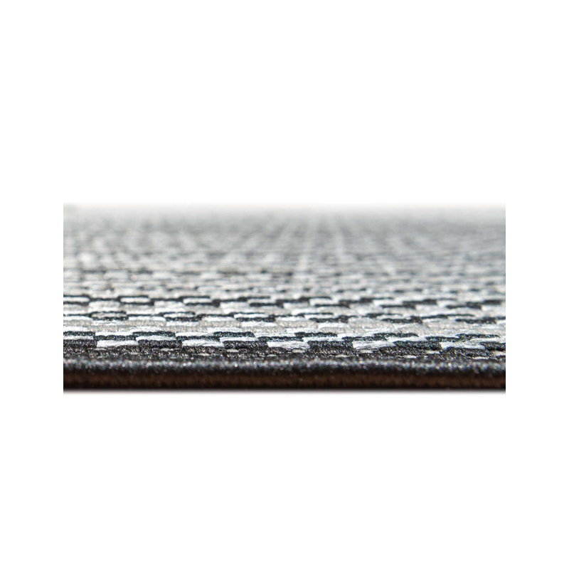 Tapis intérieur / extérieur gris rayé, Rond 6 pi 1 po