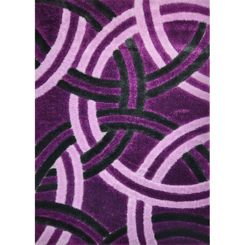 Plume à poils longs mauve et noir, Rectangle 5 pi 2 po x 7 pi 2 po