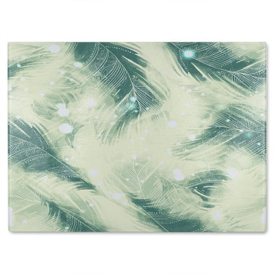 Feathers Fantastic Birds With Decorative Ornaments Glass Chopping Board