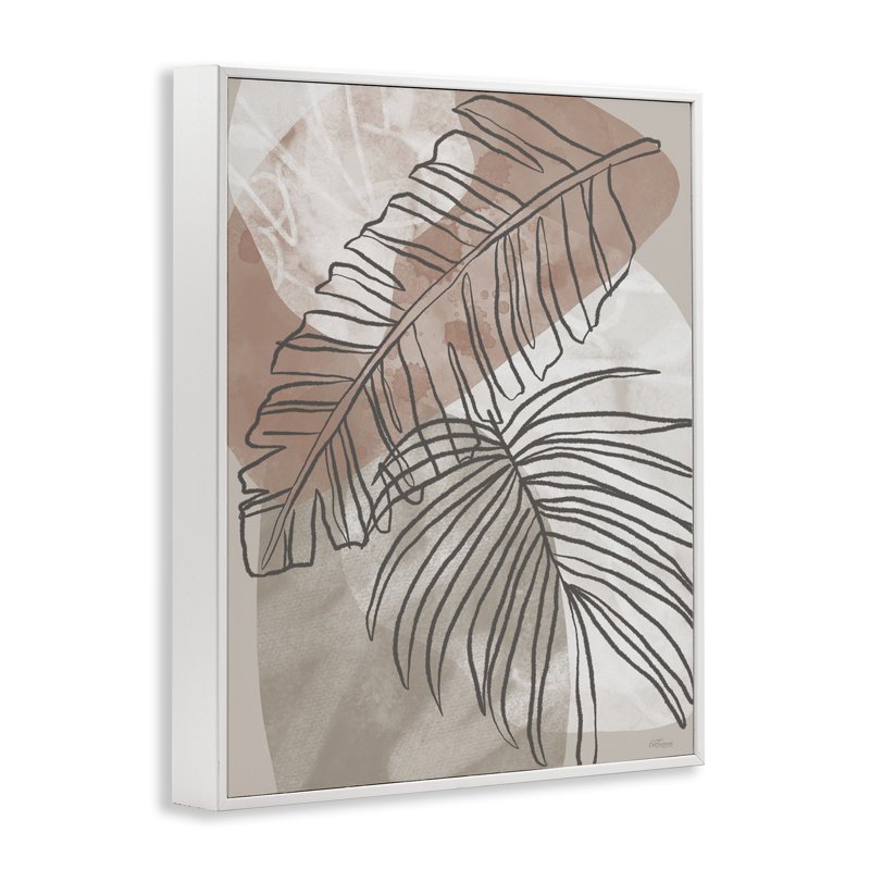Giclée encadrée de feuilles de tons de terre tropicale, design par Cat Thurman Designs, H 30 po x l 24 po